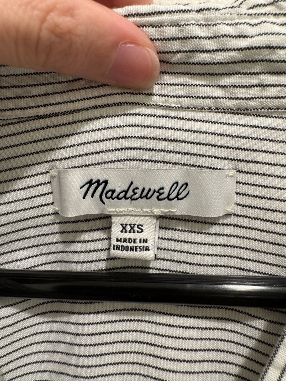 Madewell Striped Button Front Short Sleeve Popover Blouse White XXS - Picture 4 of 6